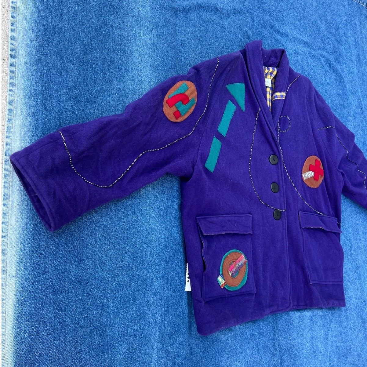 90s Canvasbacks abstract patchwork wool coat