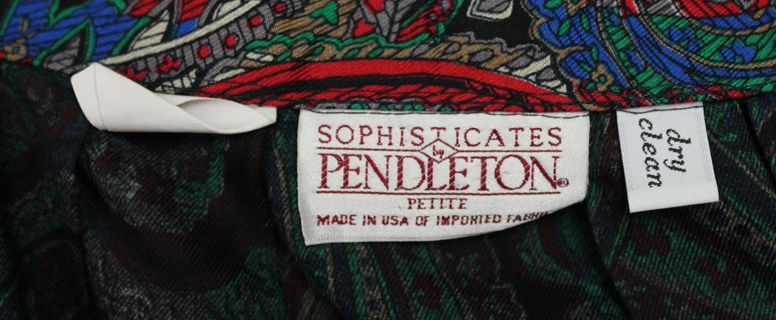 Vintage Pendleton Pleated Midi Skirt Sz 10P M Blue Red Green Paisley Rayon