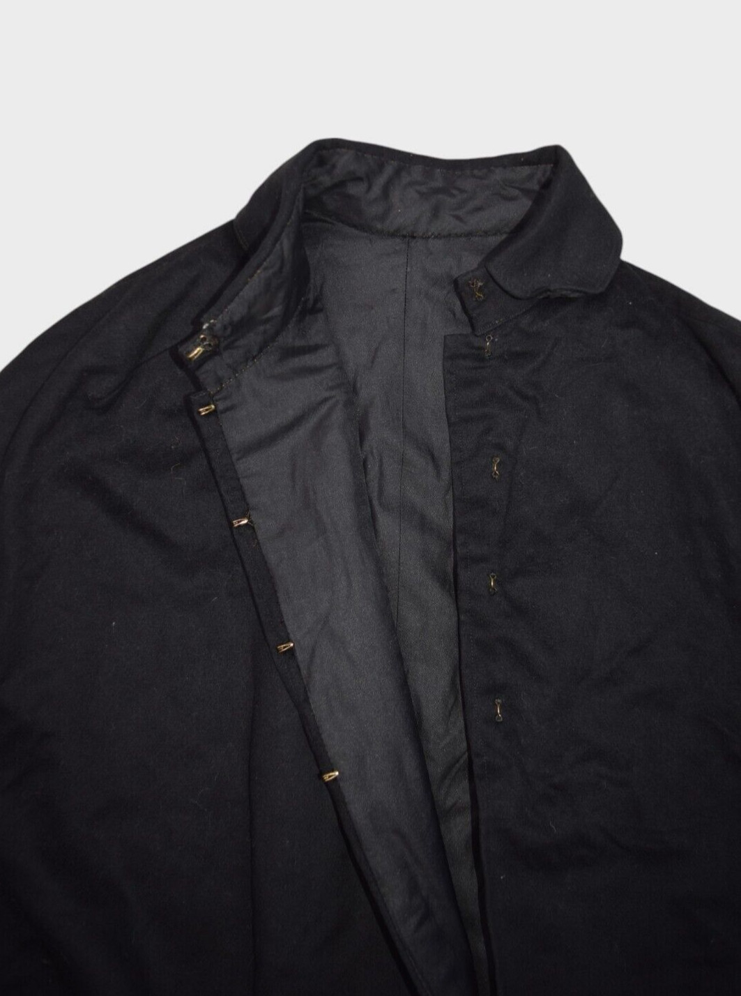 Vintage Wool Cape Womens Navy Coat Hook & Eye Collared Shawl Cloak Poncho 60s
