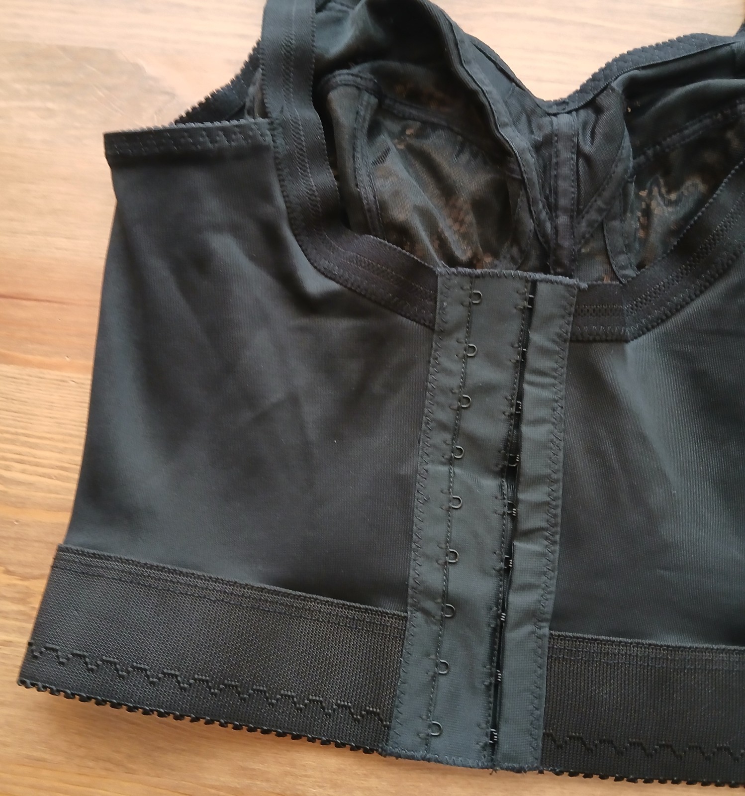 Spirite Longline Shapewear Bra 34B 788 Black Pinup Lace Underwire New Vtg 70s