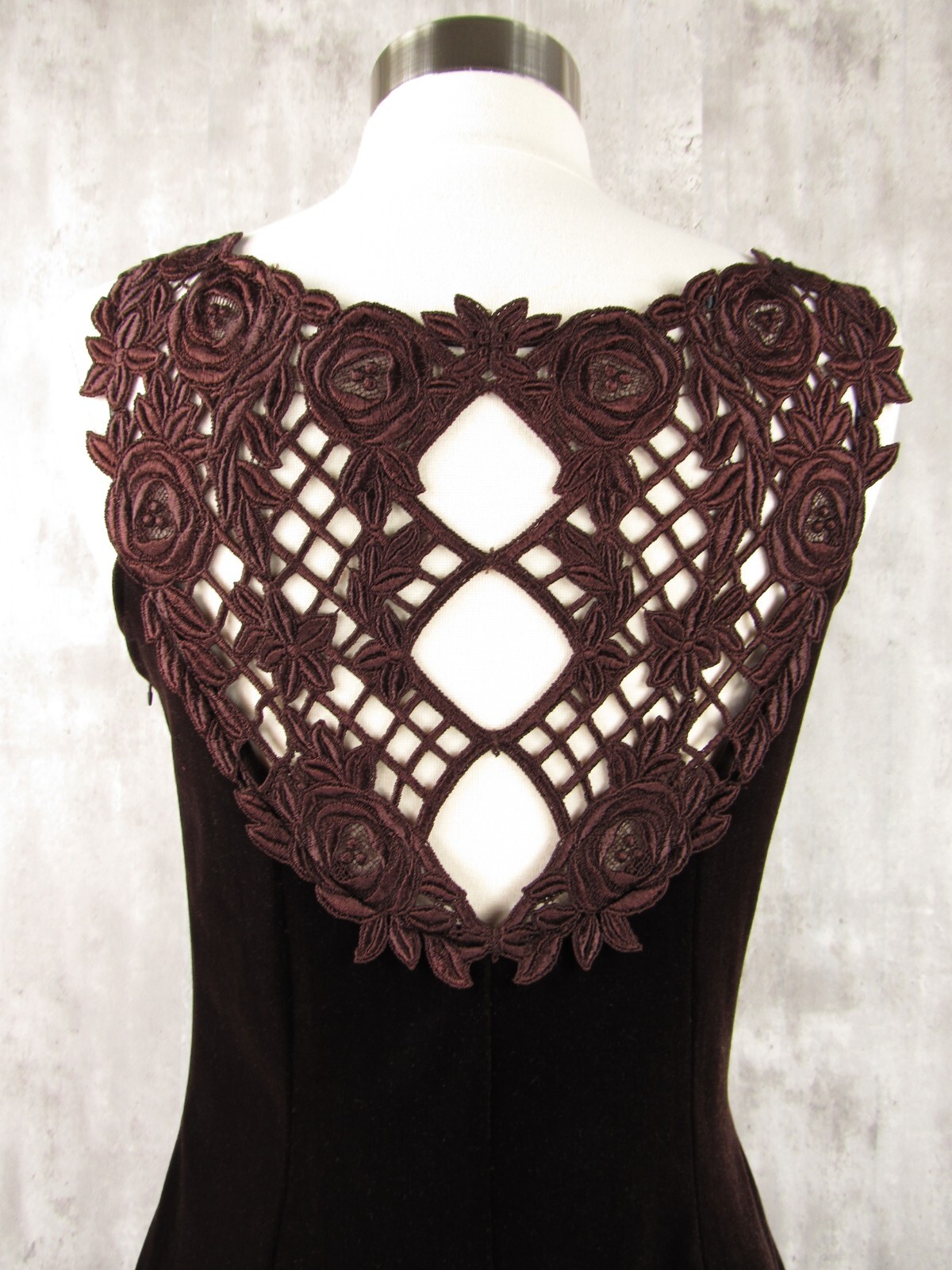 Vintage 90s Y2K party Prom Short Velvet Skater Dress Lace Scott McClintock S/M