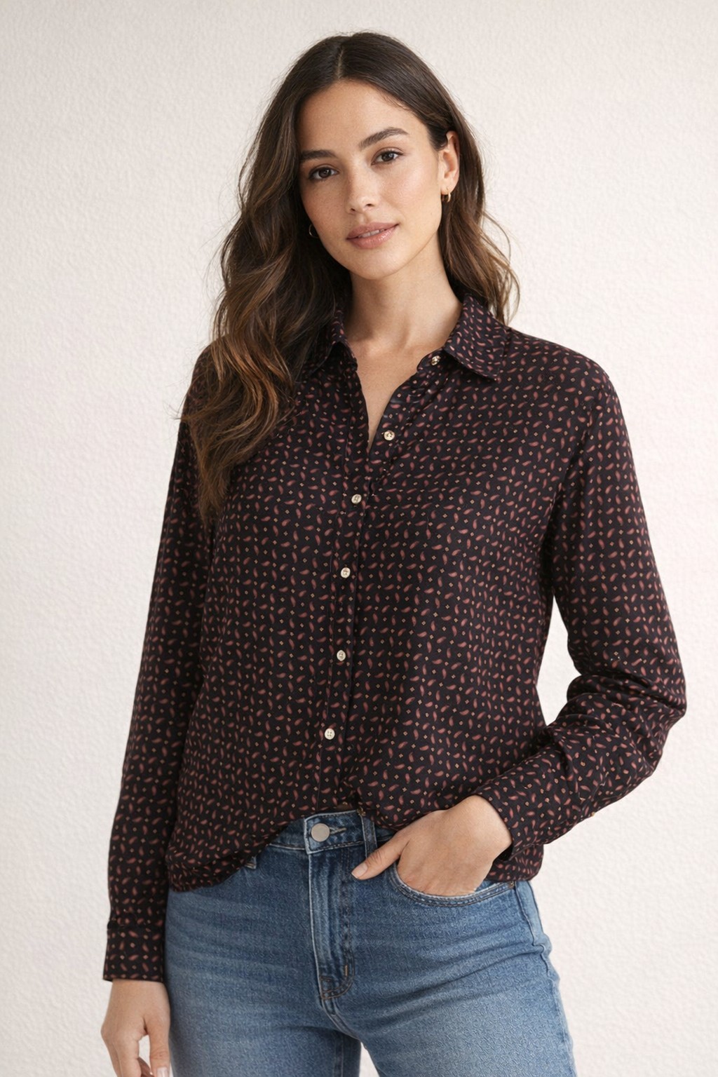 Vintage 90s Gitano Paisley Shirt Women’s Medium Cotton Rayon Made in Singapore