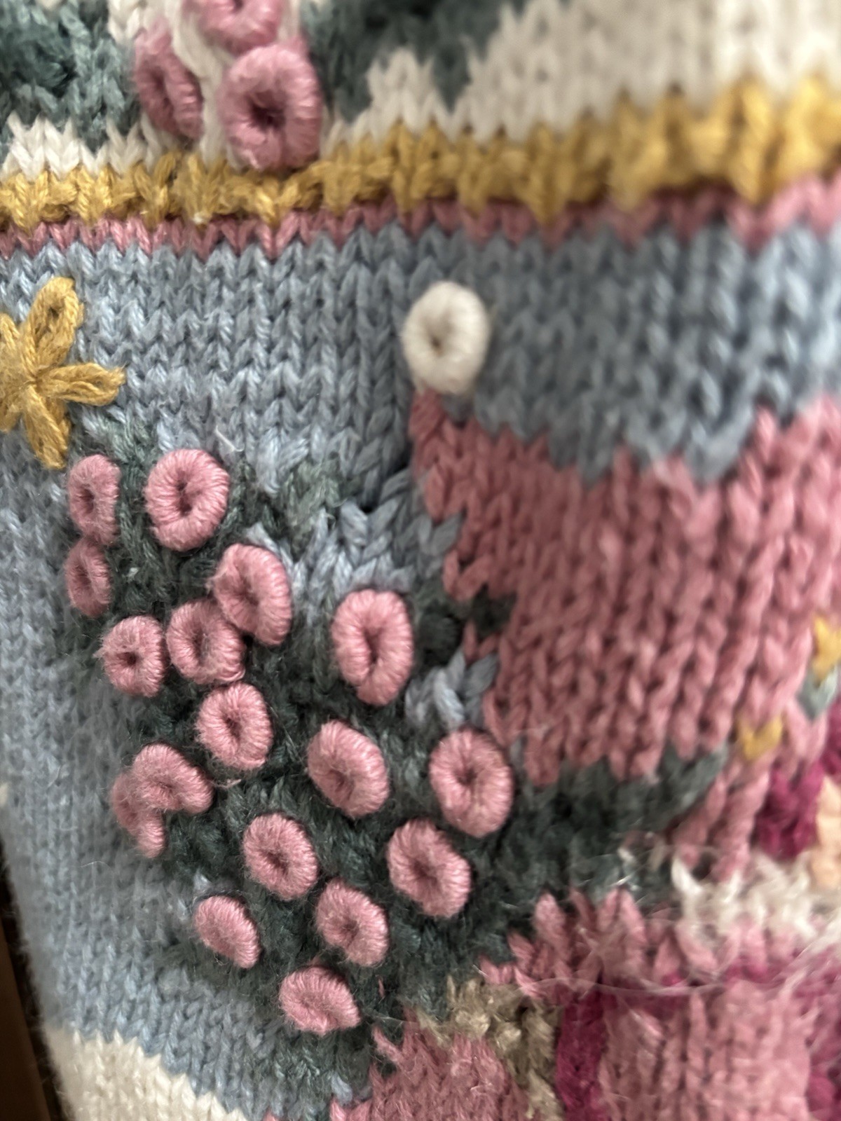 VTG 1990’s Signatures By Northern Isles Pastel Santa Cardigan Hand Knitted Sz M