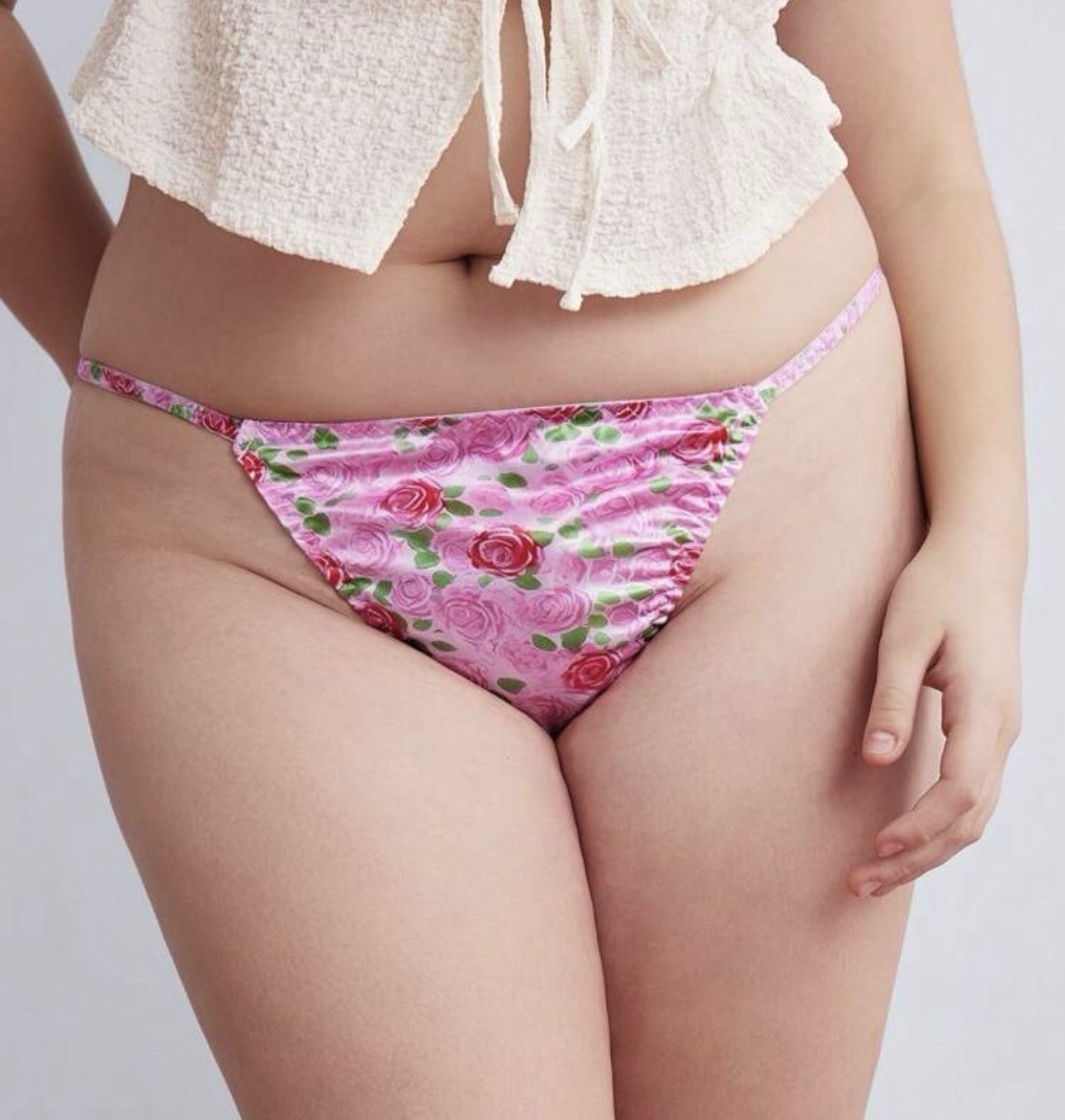 VTG 90’s Style Satin Polyester String Bikini Multi-Floral Panties PLUS 3Xl NEW