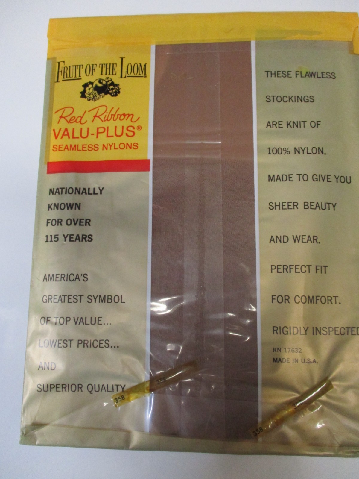 1PR VINTAGE FRUIT OF THE LOOM RHT SHEER FLAT KNIT NYLON STOCKINGS 11 MED BEIGE