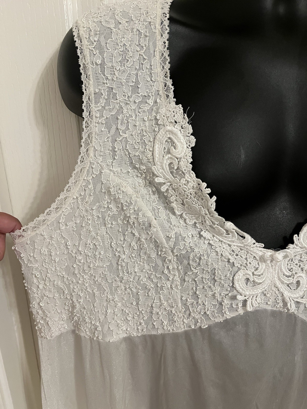 VTG Val Mode 2 Pc Peignoir Set Plus Lace Embroidery Sheer Gown Robe Wedding 1X