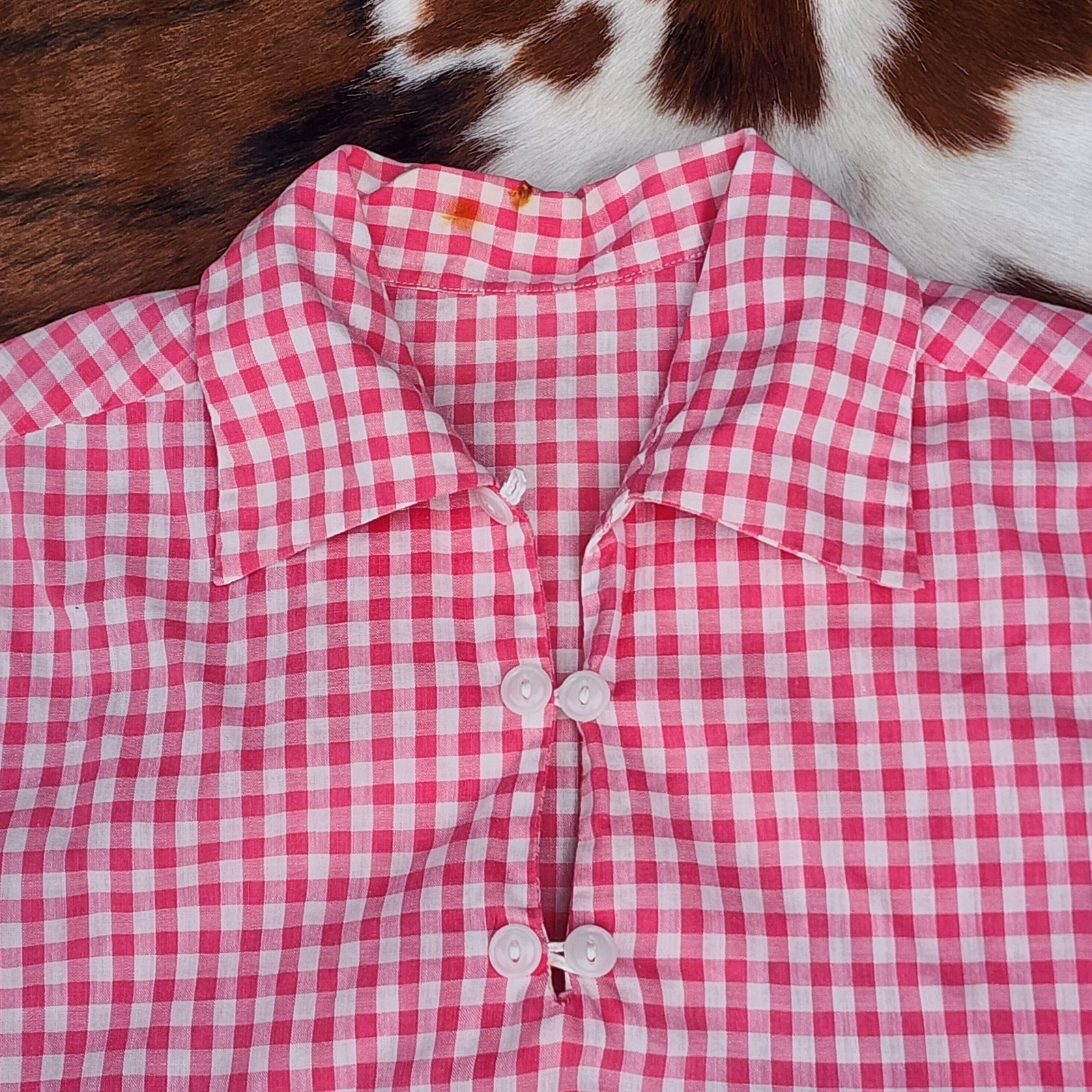1950s 1940s Kerrybrooke Gingham Set 2 Pc Cotton Shorts Blouse SM XS Vintage