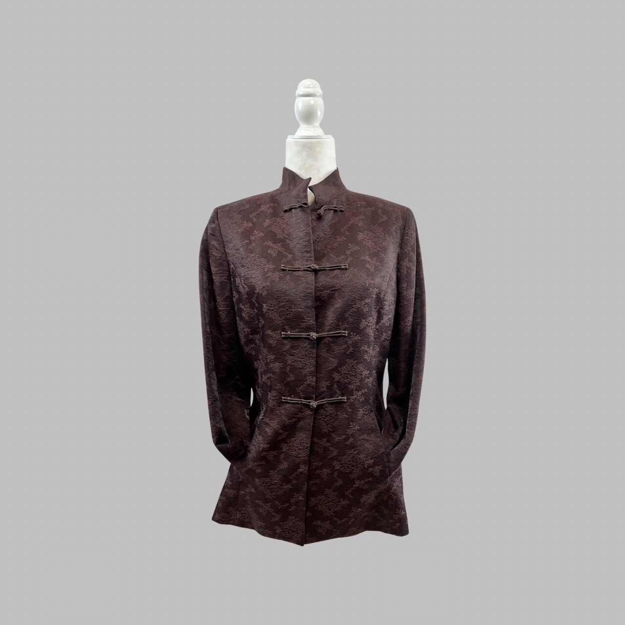Brocade Jacquad Floral Print Embroidered Blazer Vintage IKCB Tang Jacket