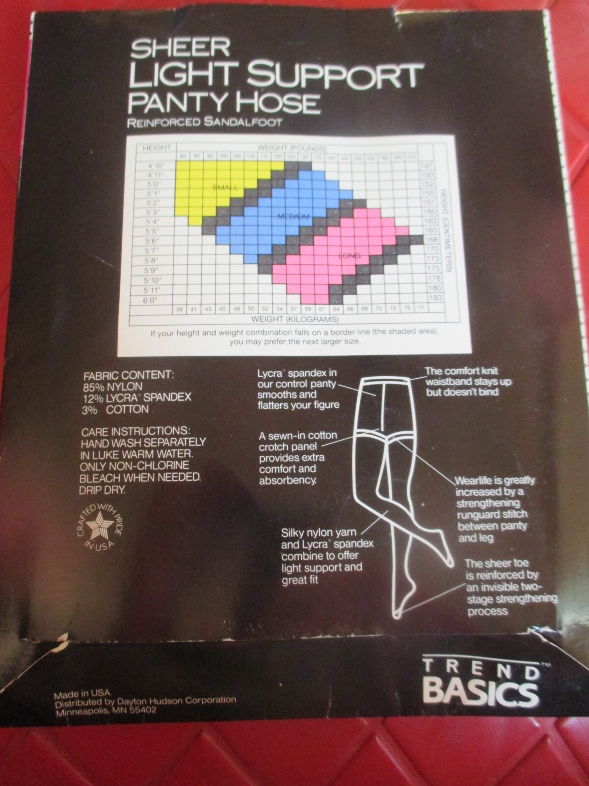 TREND BASICS Vintage NAVY Light Support Nylon PANTYHOSE – Size MEDIUM – 1980&rsquo;s