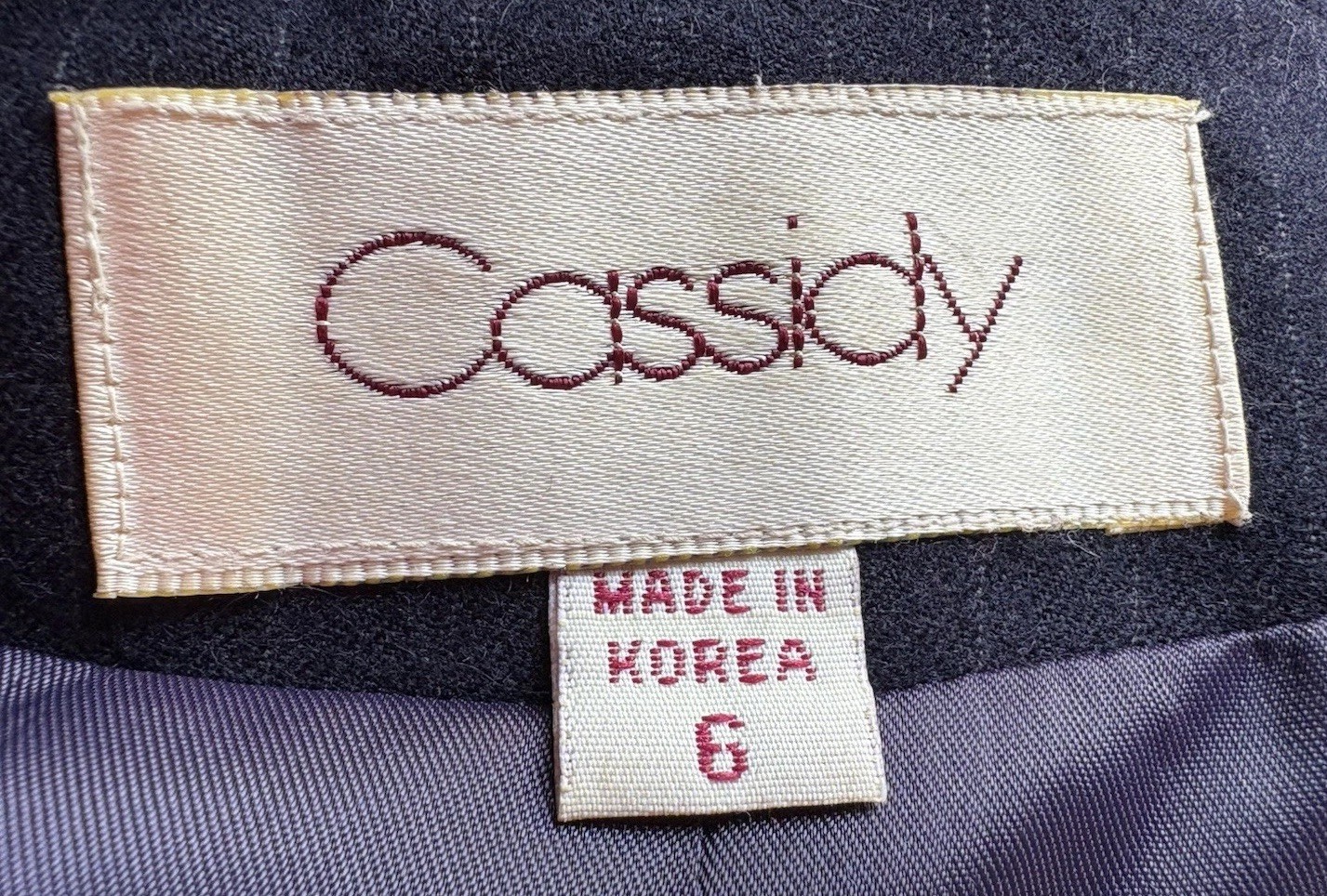 Vintage 1980s Cassidy Navy Pinstripe Mod Secretary Midi Skirt Suit Set Wool SZ 6
