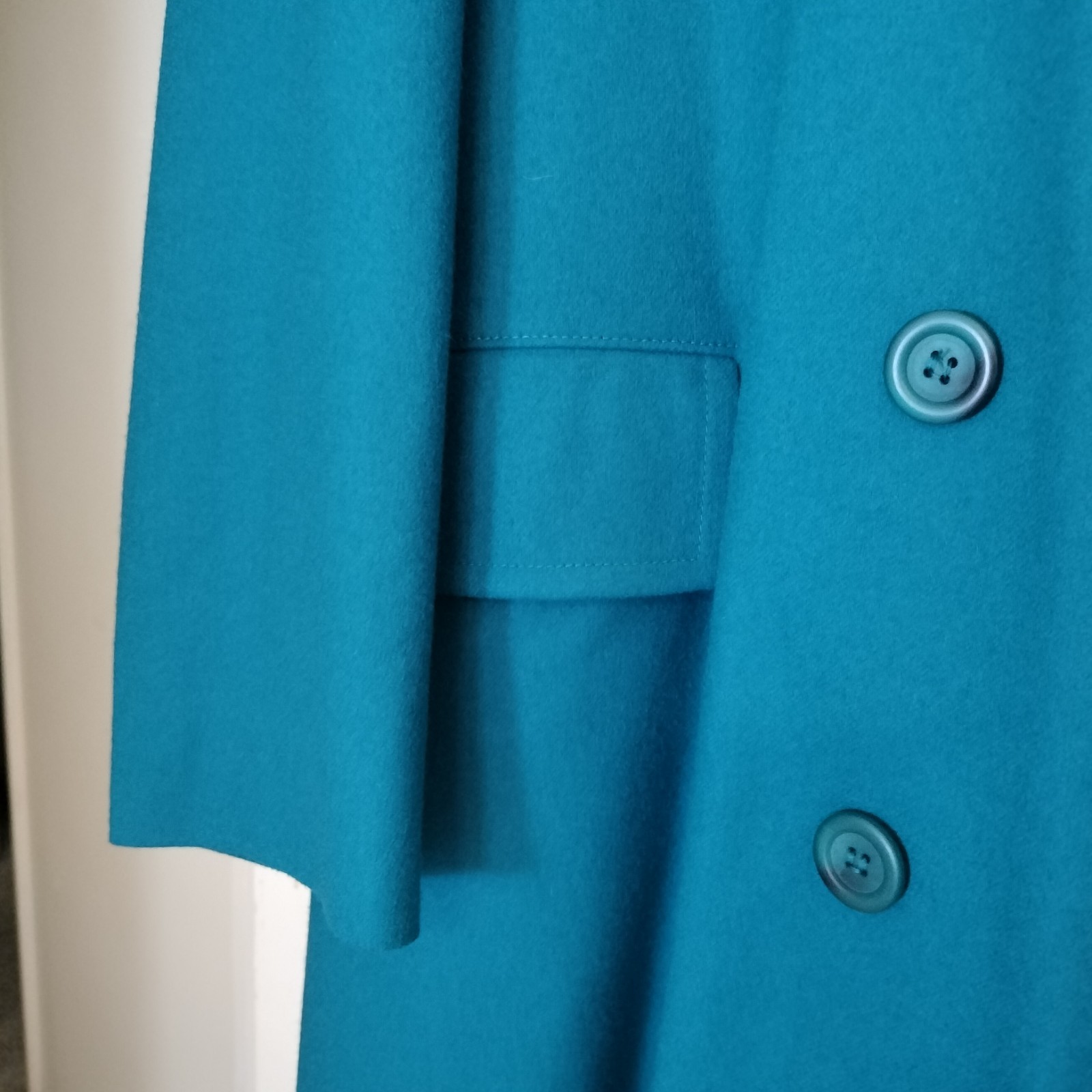 Vintage 1970s Pendleton Virgin Wool Lined Teal Trench Coat Women&rsquo;s 16