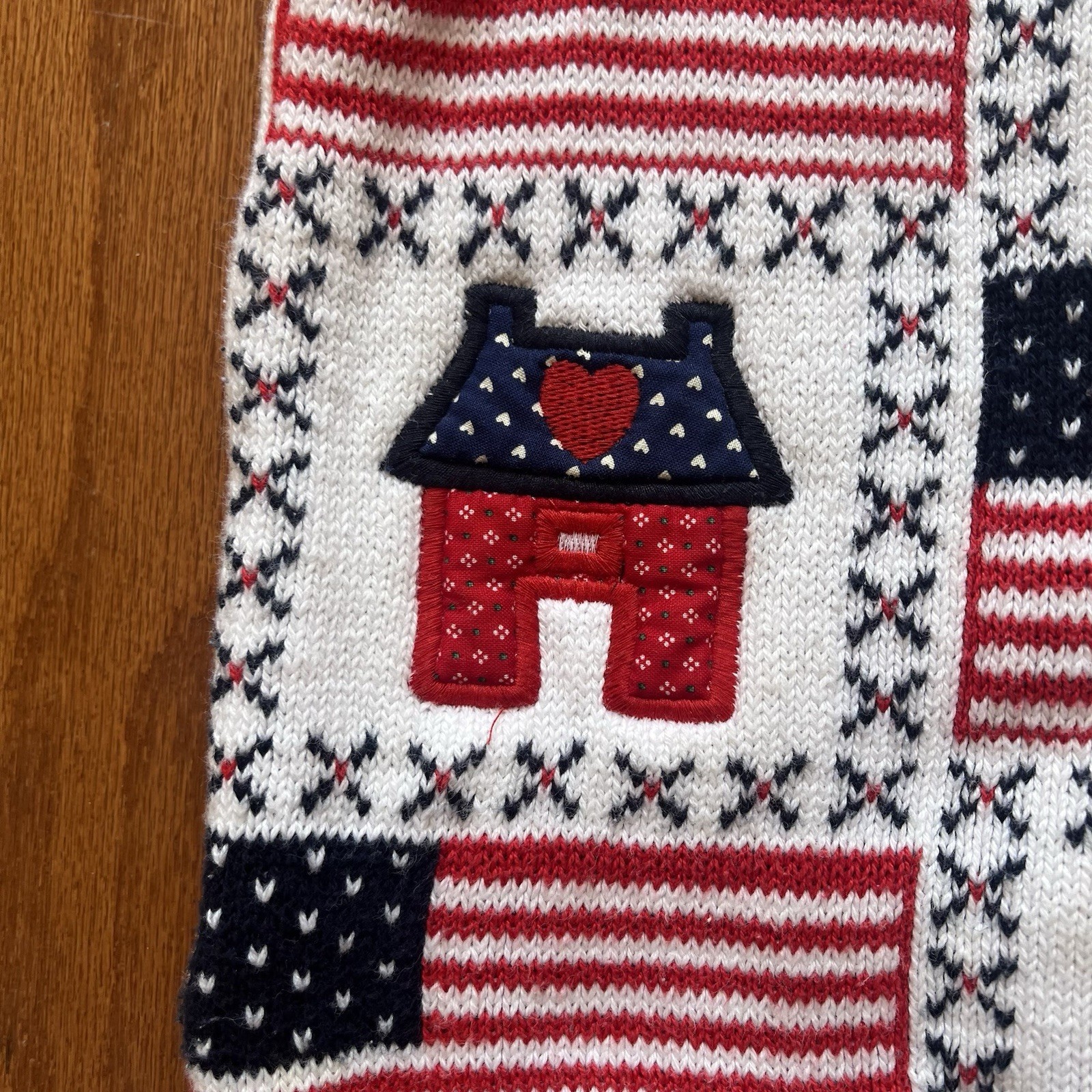 Loft Sweater Vest USA Flag Patchwork Medium Cottagecore Grandmacore Vintage