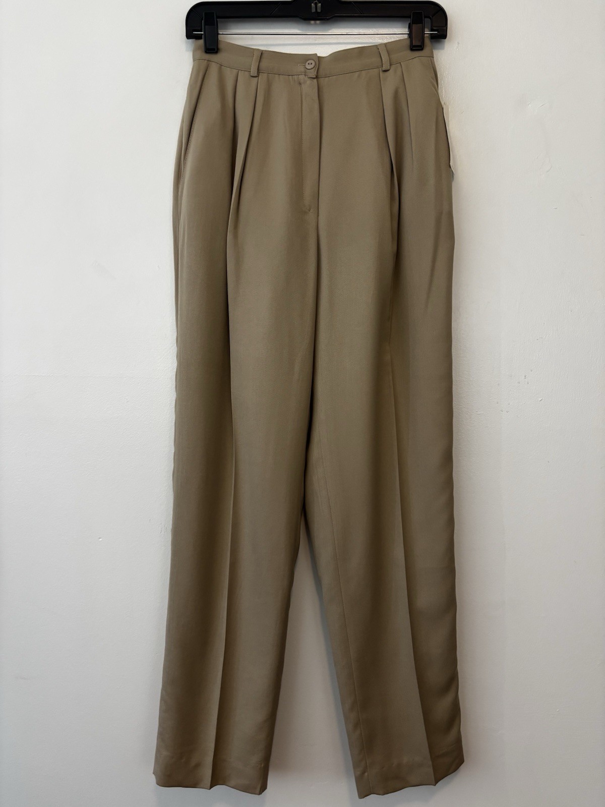 Vintage Toffs Pleated Pants Khaki 26 Waist Lined Made In USA Tan Brown Career