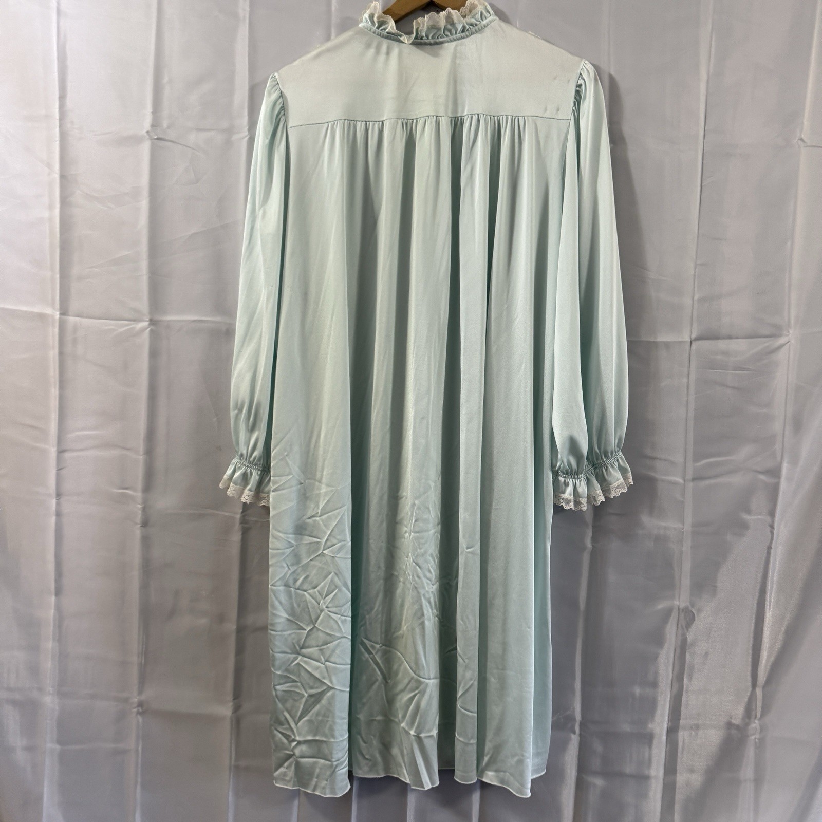 Miss Elaine Dressing Gown Nightgown Pockets Vintage 2XL Blue USA Sexy Modest