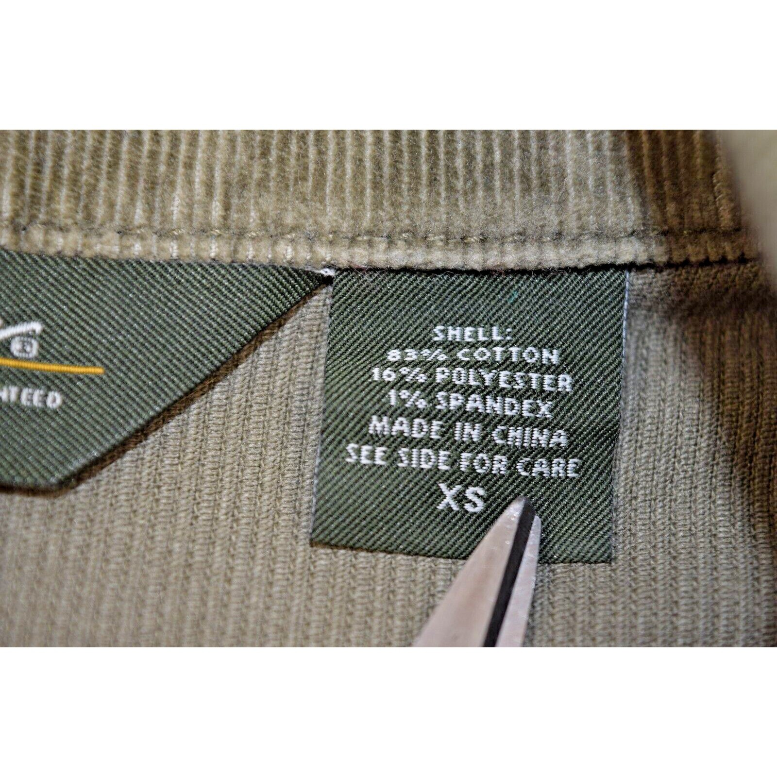 Vintage Eddie Bauer Jacket Size S/M 90s Forest Green Soft Corduroy Bronze Button