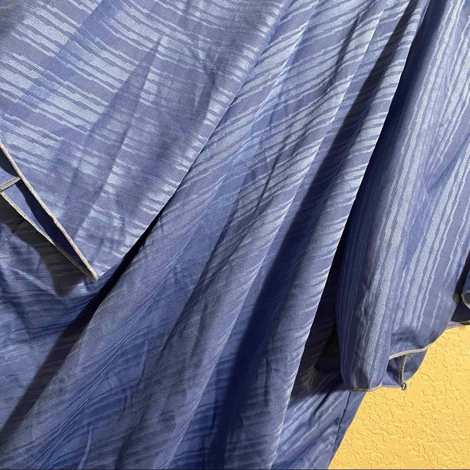 Vintage Beautiful 100% polyester blue On Blue Stripped blouse made in Singapore