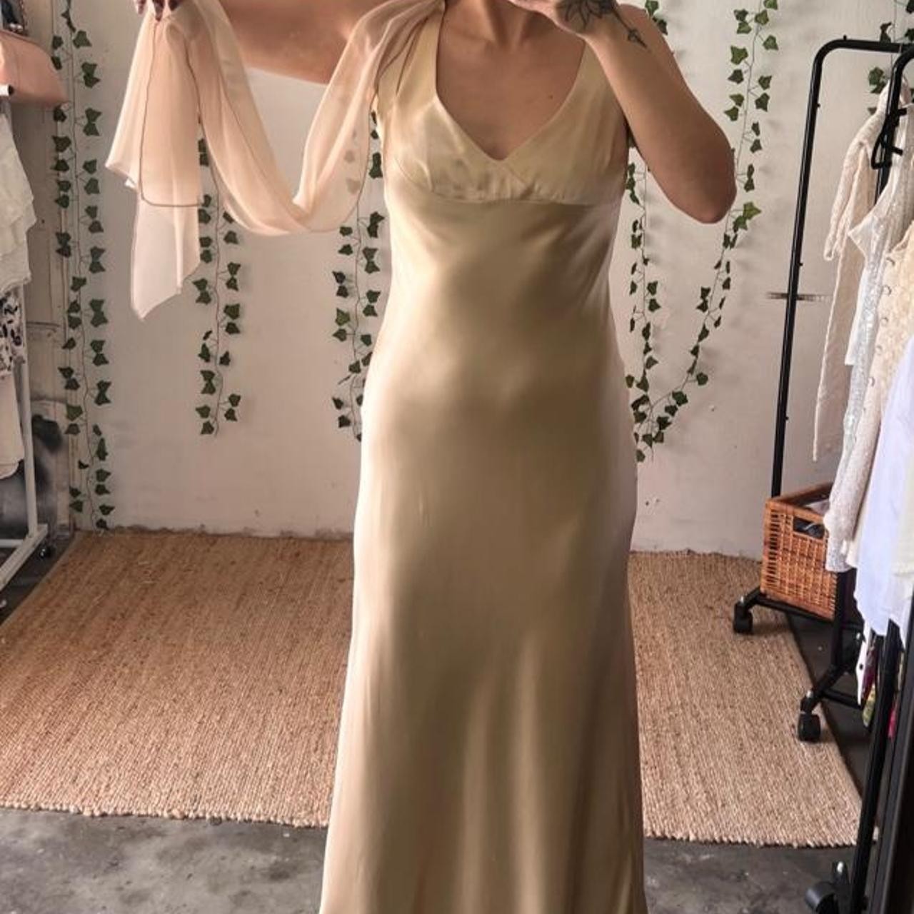 Vintage 2000s ABS by Allen Schwartz evening gown with built in scarf size 6