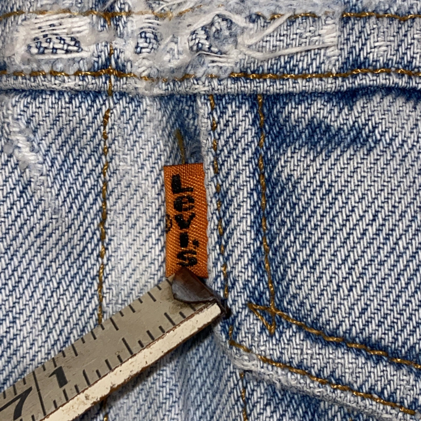 VTG Levis Orange Tab Trucker Jean Jacket 90’s Medium 12/14 Destroyed 57507 USA