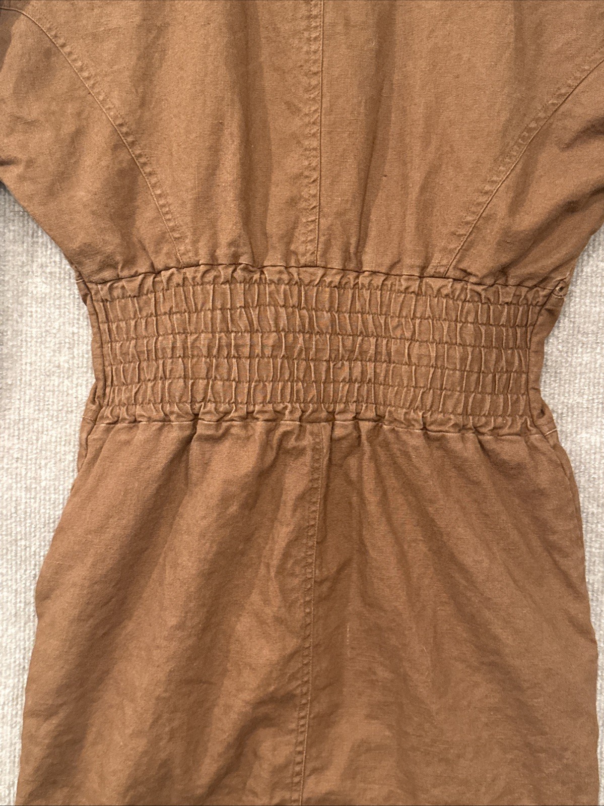 NOK NOK Vintage Brown Original 80s Style Dress, Front Zip, Pockets, Unique