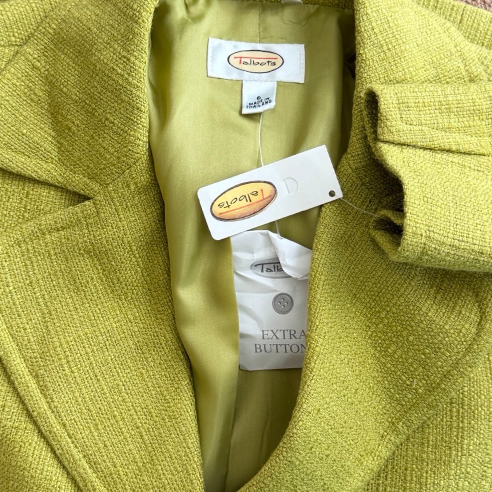 Vintage Avocado Green Blazer Jacket Size Small 6 Woven Textured Tweed Suit Coat