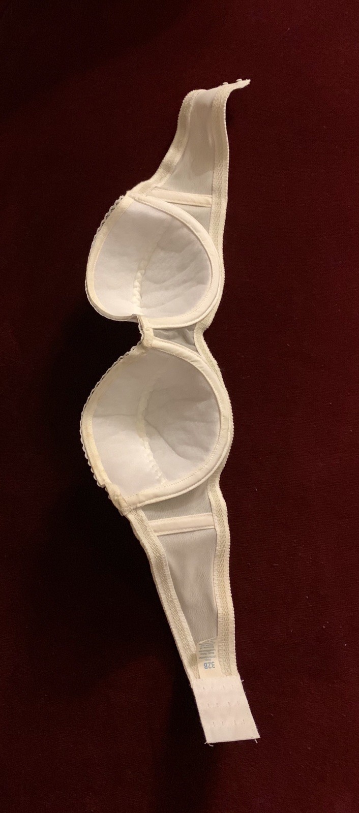 Vintage Strapless Bra White Underwire Seamless Nylon Lycra Spandex 1970s NEW 32B