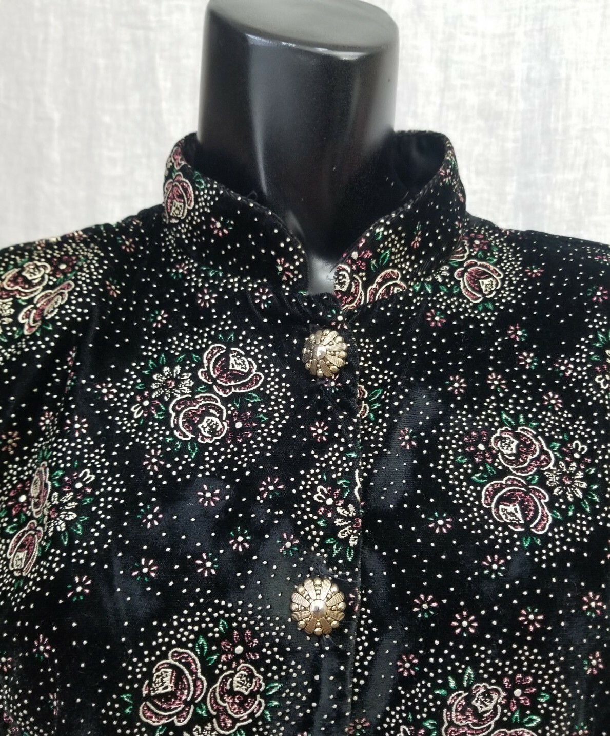 Vintage Rose Velvet Blazer Modern Goth Punk Jacket Women&rsquo;s Sz Small