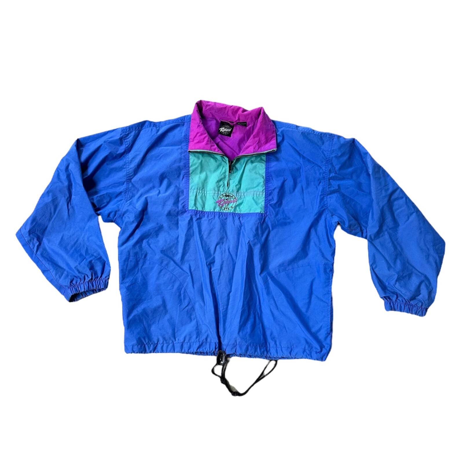 Vintage Windbreaker Jacket S 90s Redsand Volley Gear Blue Purple Green 1/4 Zip