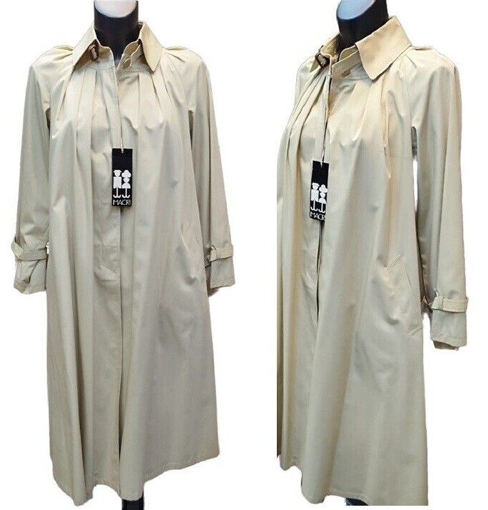 New Womens Raincoat Size 40it Vintage Khaki Macri Coat One Piece