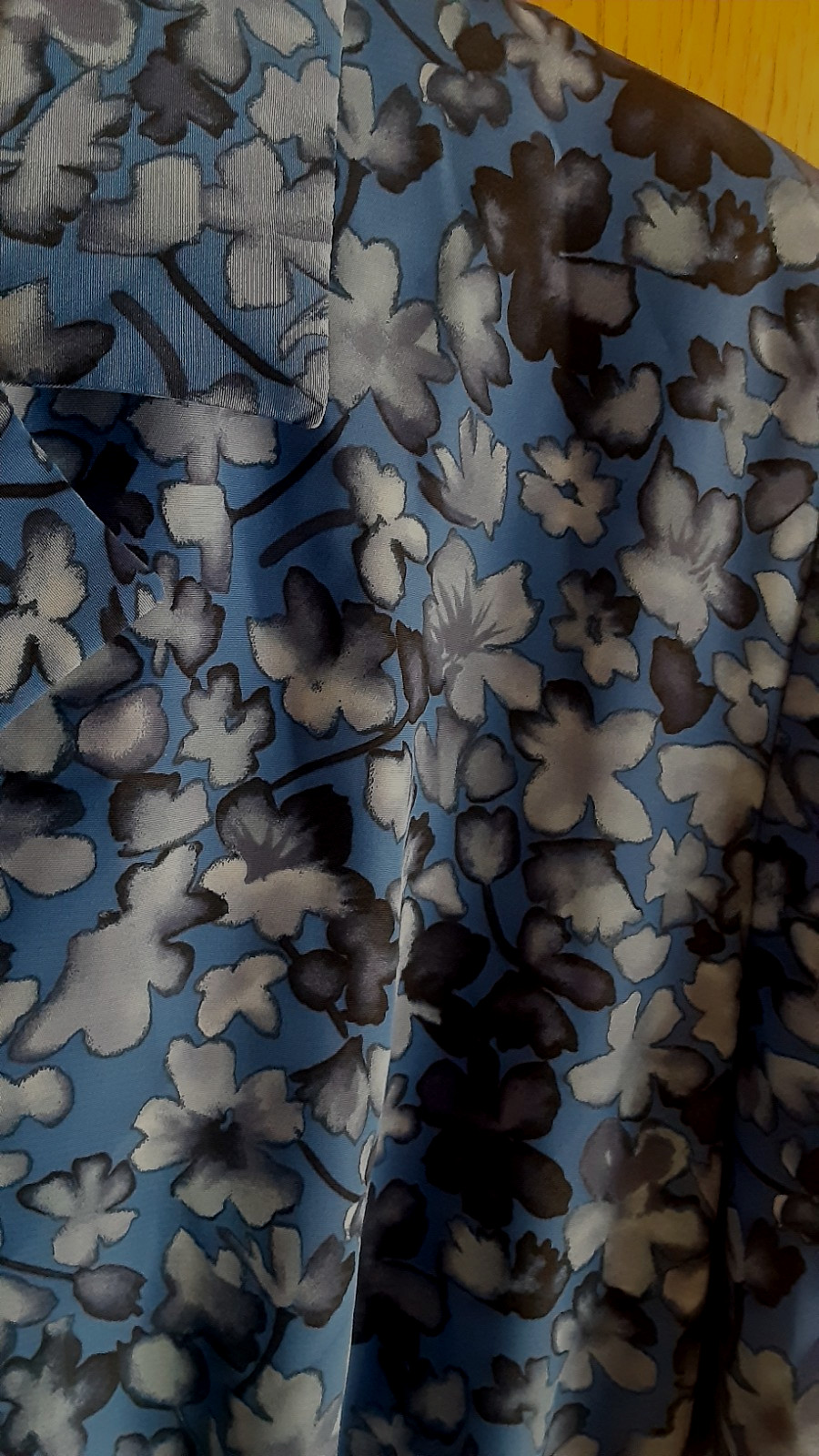 Vintage LESLIE FAY Summer Blue Shirtdress Floral Pleated NO BELT Size 14P 14