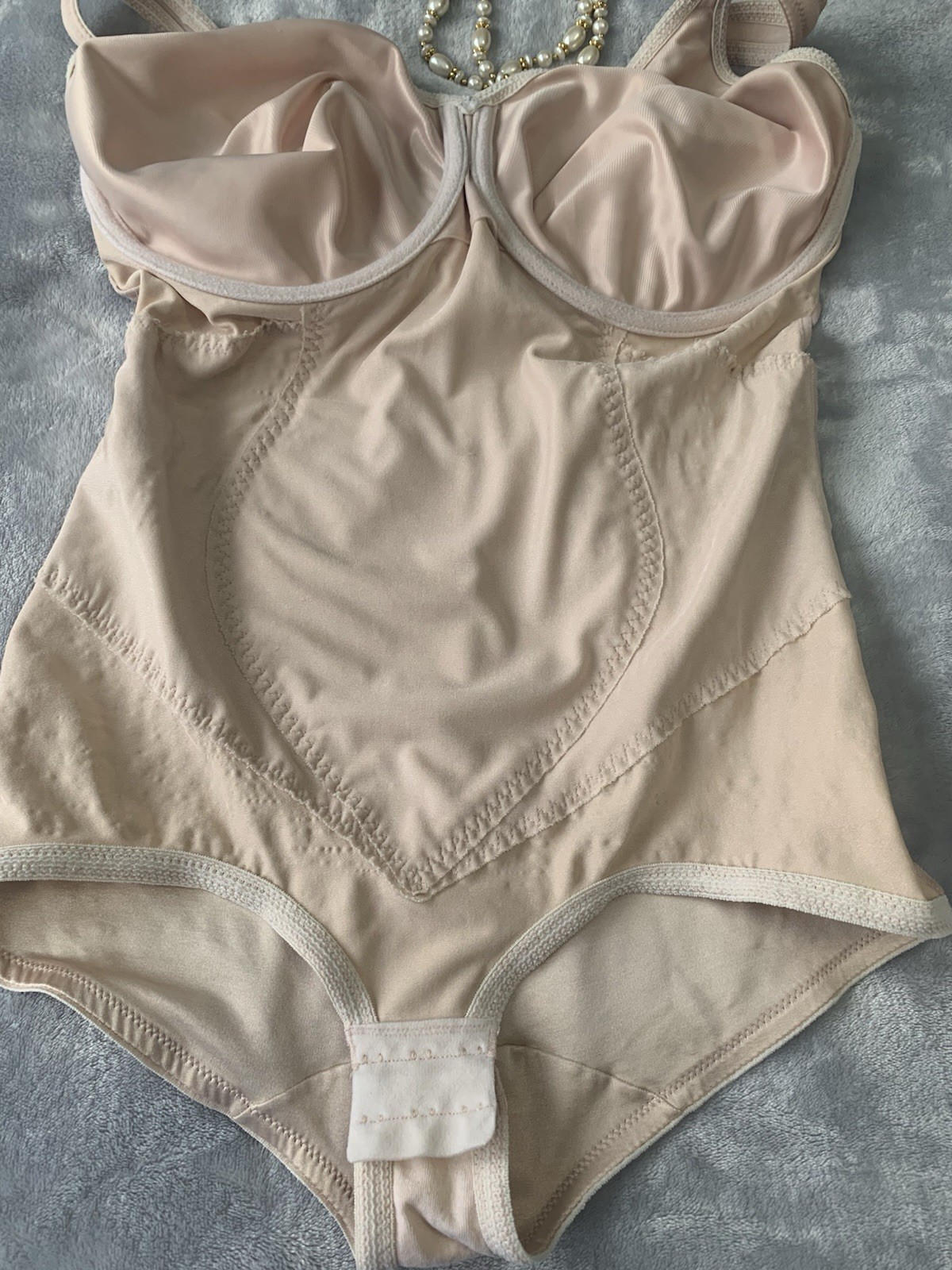 Vtg Glossy Stretch Satin Briefer Girdle All in One UW 36DD Bodysuit