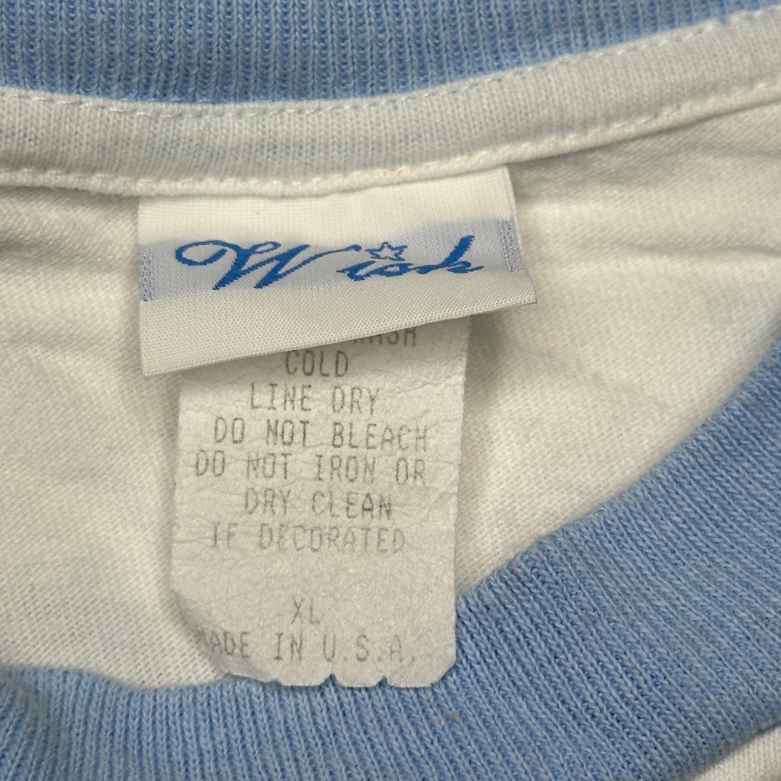 Vintage 2001 Care Bears Bedtime Bear Ringer T-Shirt White Blue XL Made in USA