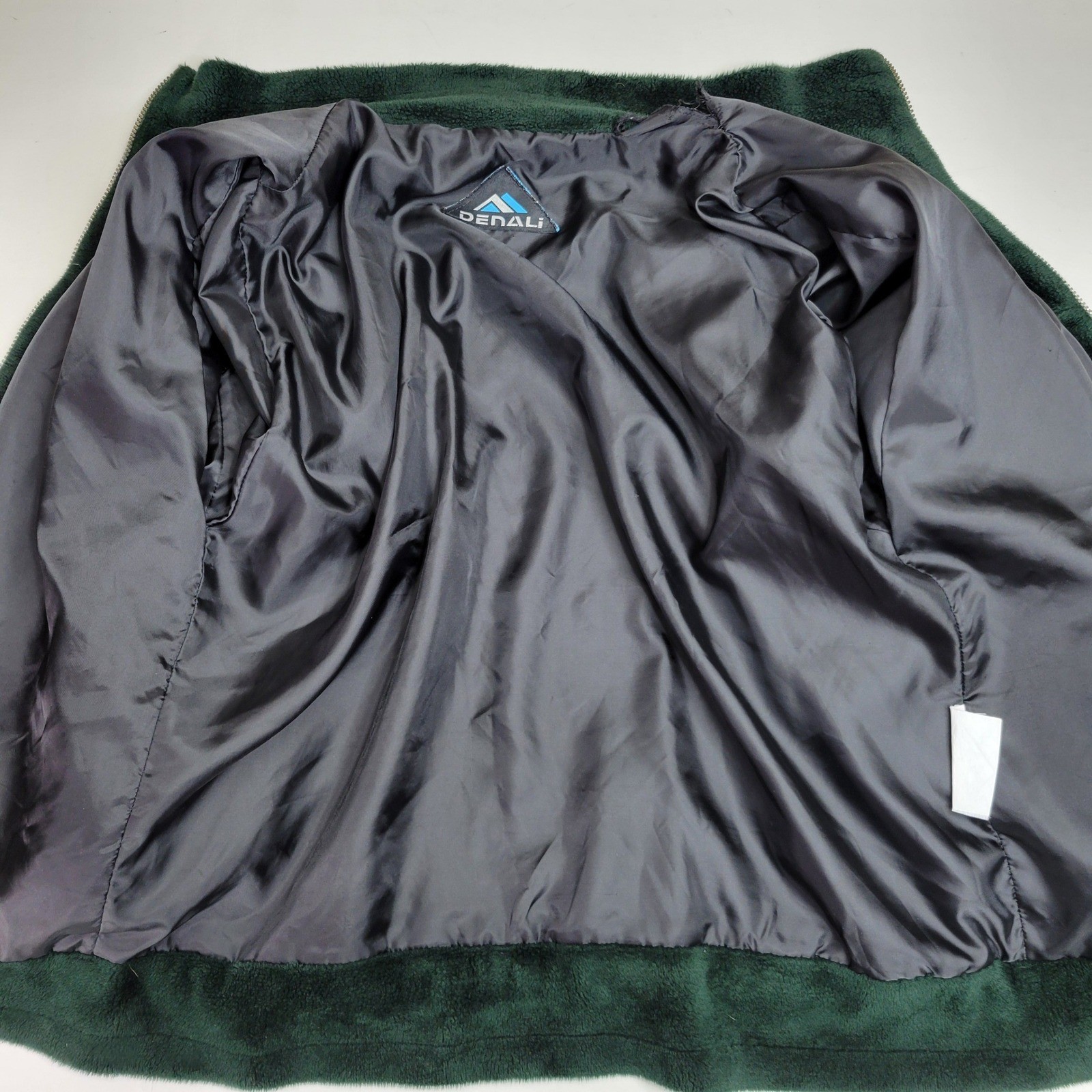 DENALI Fleece Jacket Full Zip Green Geometric Mountain Trees Nature Size Large
