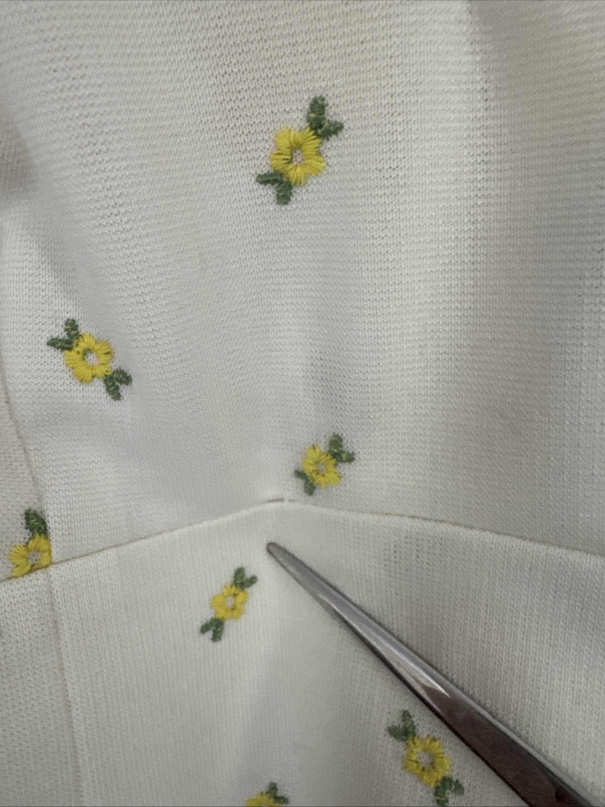 Vintage 1970s Top Seed Tennis Dress Yellow Floral Mini Mod Polyester XS 28&Prime; Bust