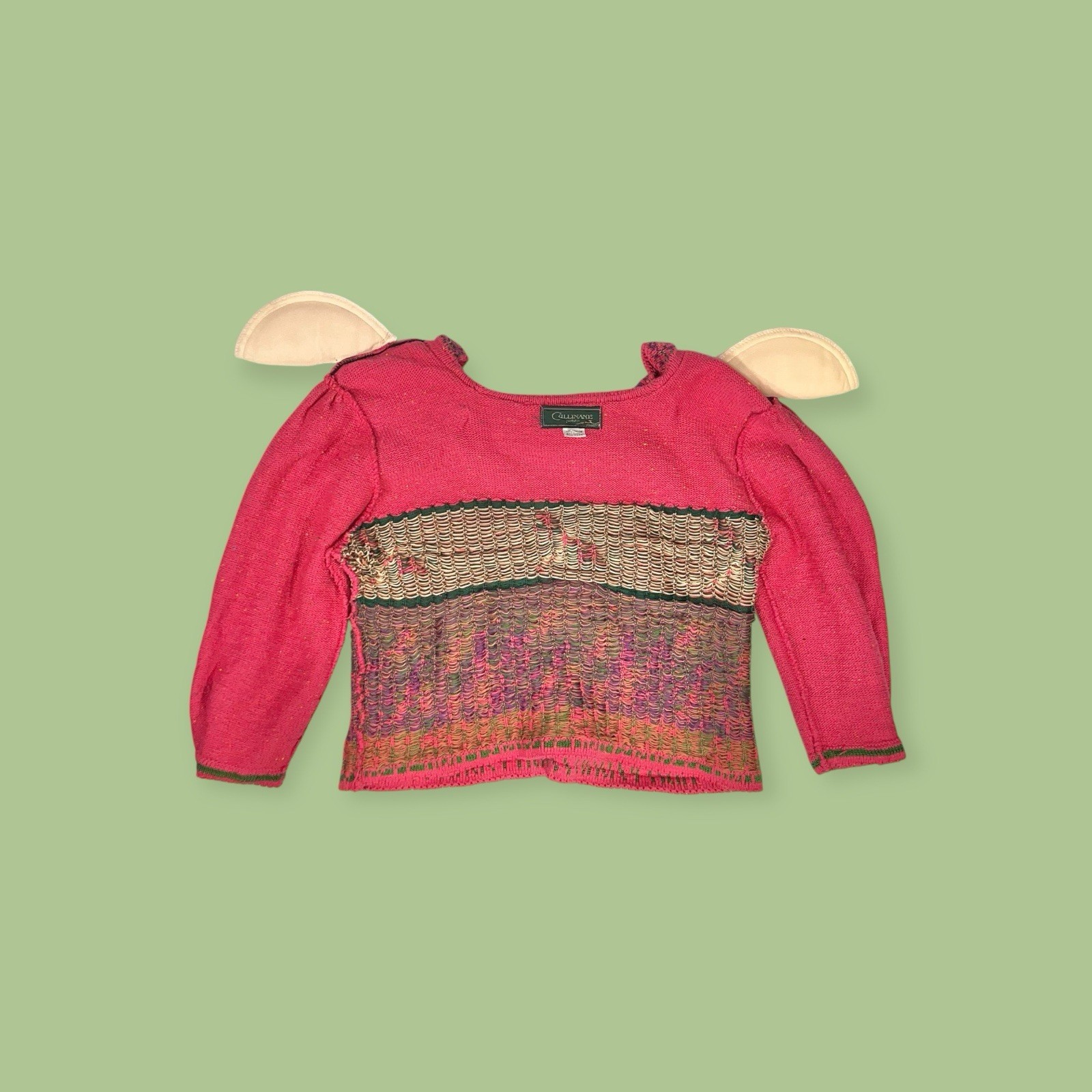 VTG 1990s COTTON DRAGONFLY WHIMSICAL CROPPED SWEATER Y2K FAIRY CORE BOHO PRAIRIE