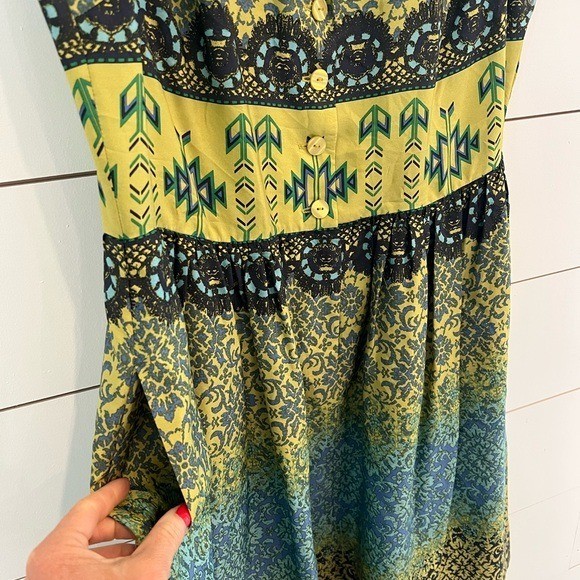 Pendleton 100% silk Sleeveless V-Neck Midi Dress /Boho Western Vibe size 10