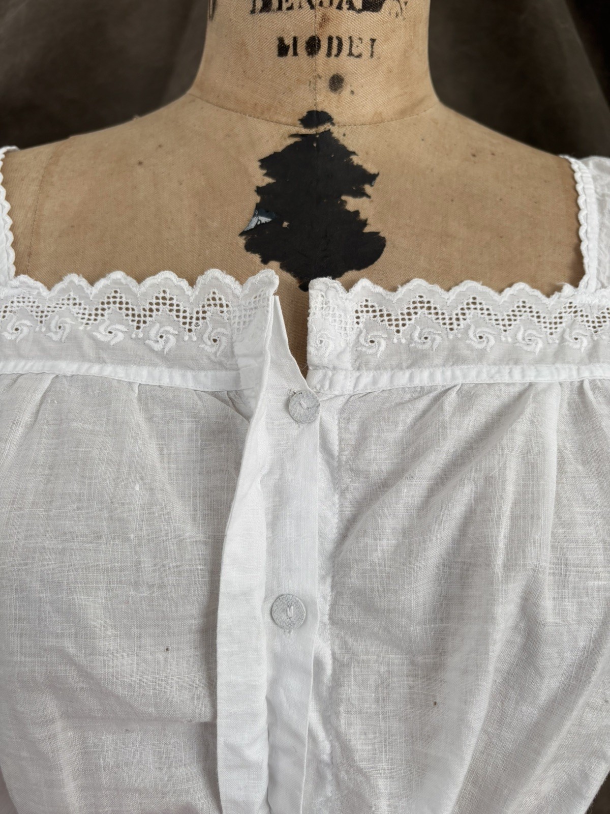 Antique Edwardian Linen Under Bodice Corset Top 1900s 1910s