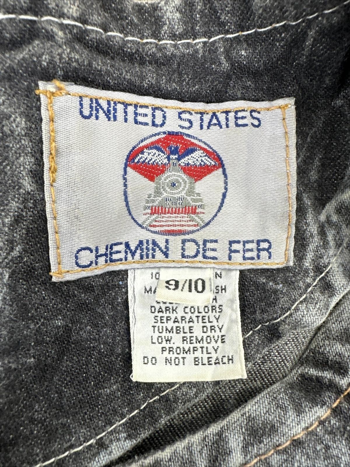 Vintage United States Chemin De Fer Denim Dress Size 9/10 Gray 3/4 Sleeve RARE