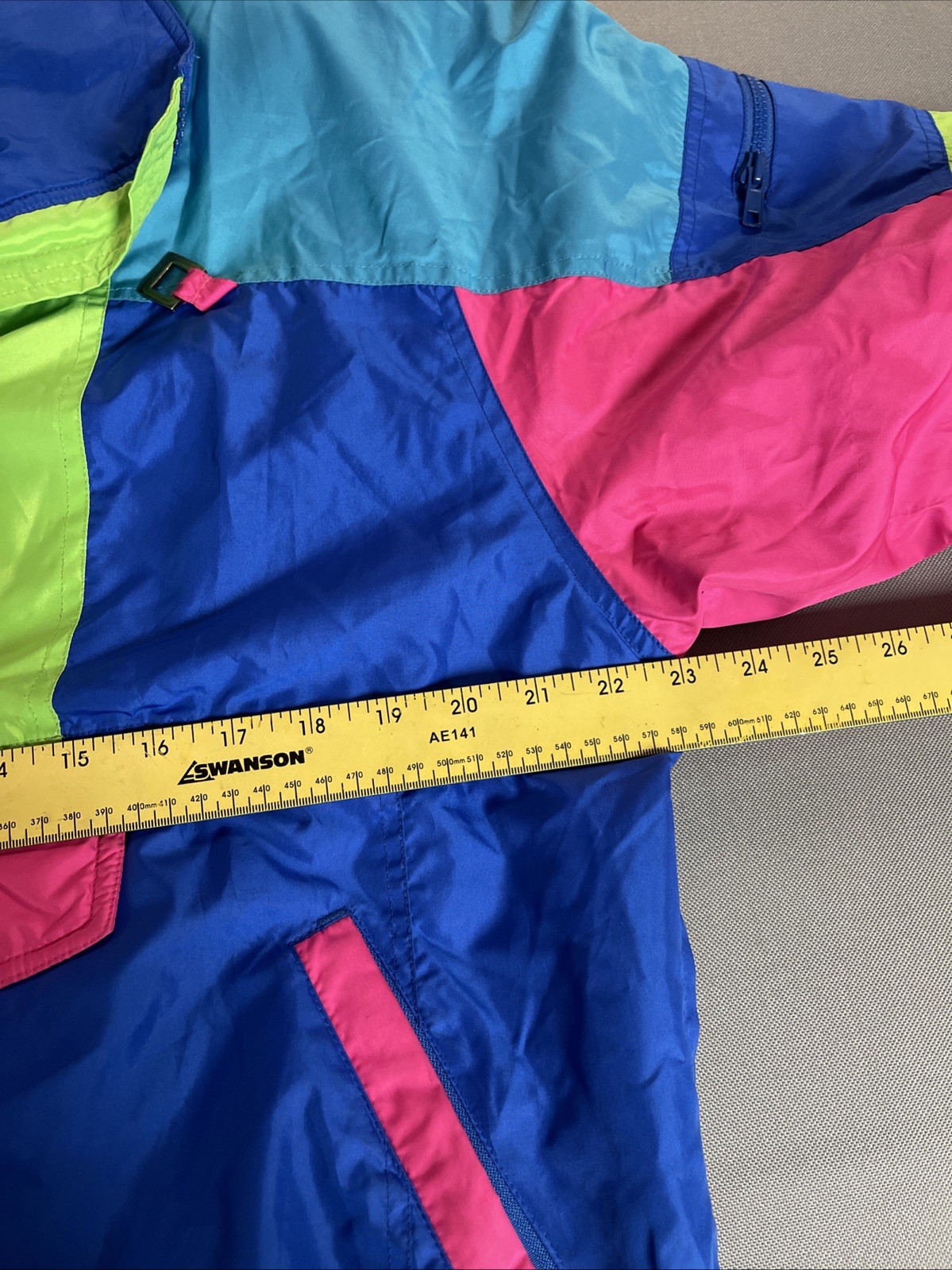Vtg 1980s Women’s Pullover Ski Jacket Bright Color Block Neon Prima Futurski M/L