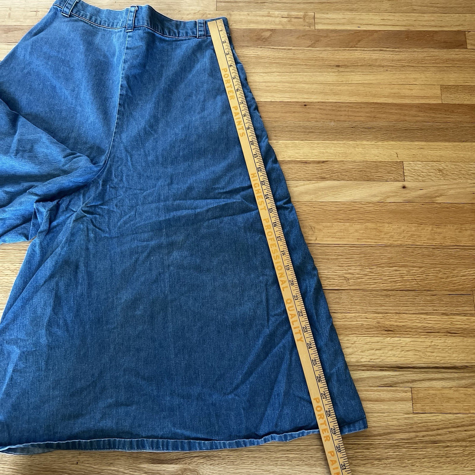 Vintage Denim Culottes Flare Wide Leg Capri Shorts Frontier Classics 32” Sz 14