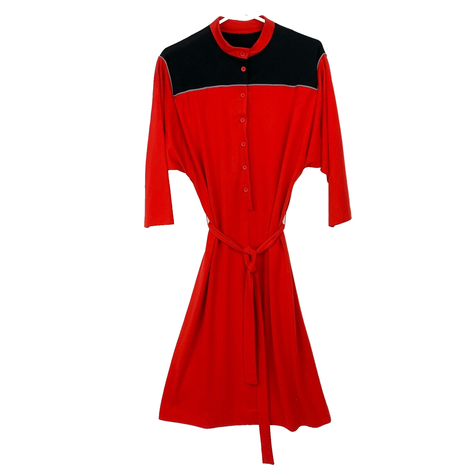 Vintage 70s Toni Todd Red Black Jersey Mod Go Go Shirt Dress Bust 26&Prime;
