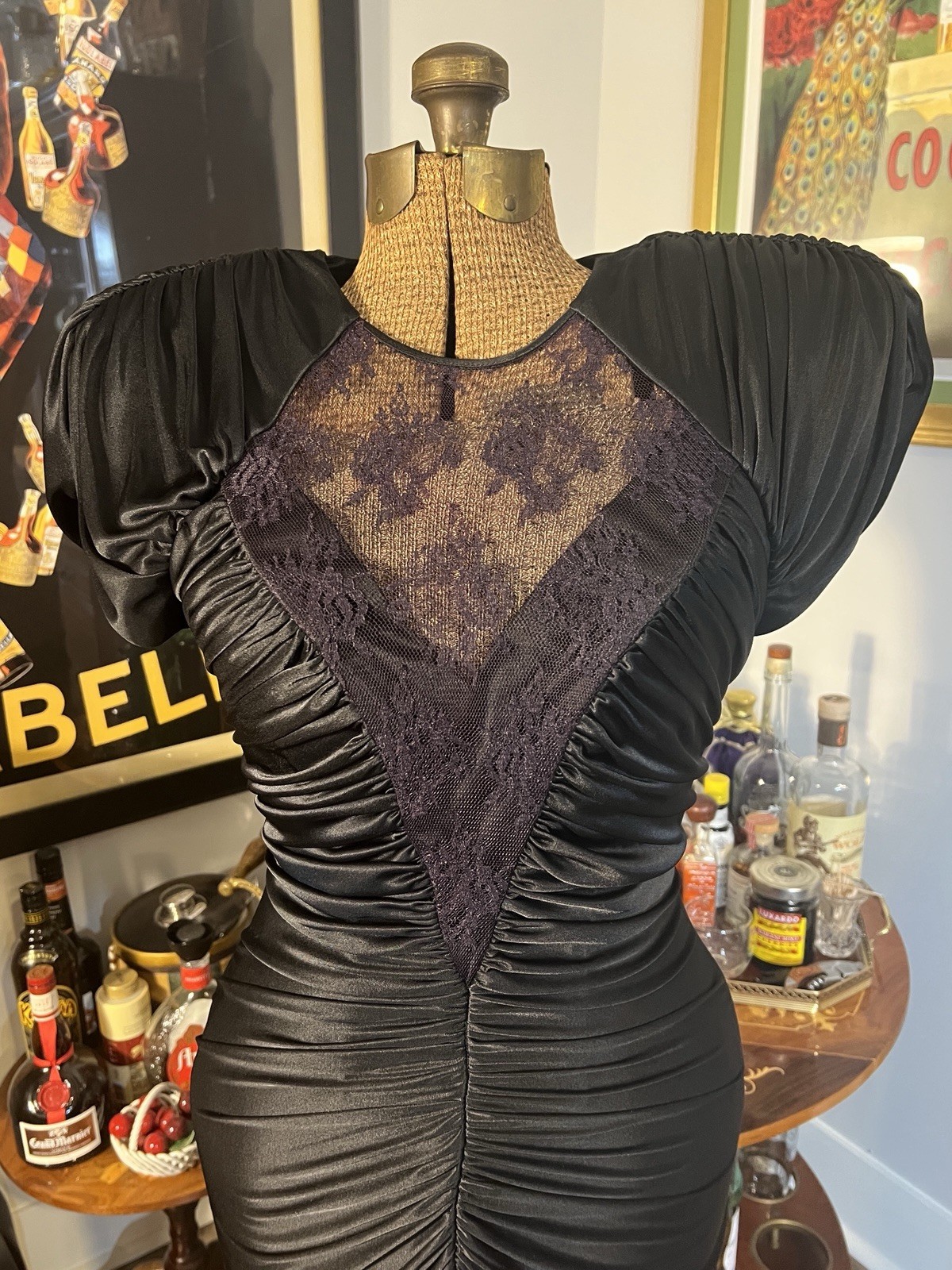 Vintage 1980s Black Hollywood Bombshell Mermaid Dress