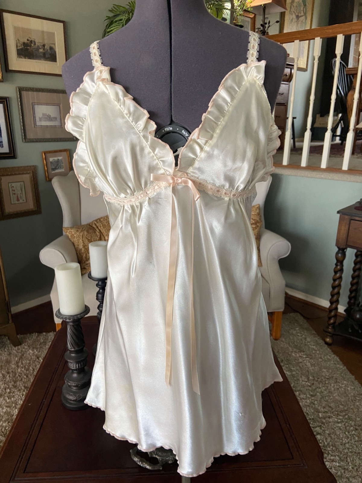 Cinemaetoile Seductivewear Shorty Nightgown & Robe Ivory & Pink Size M NWT