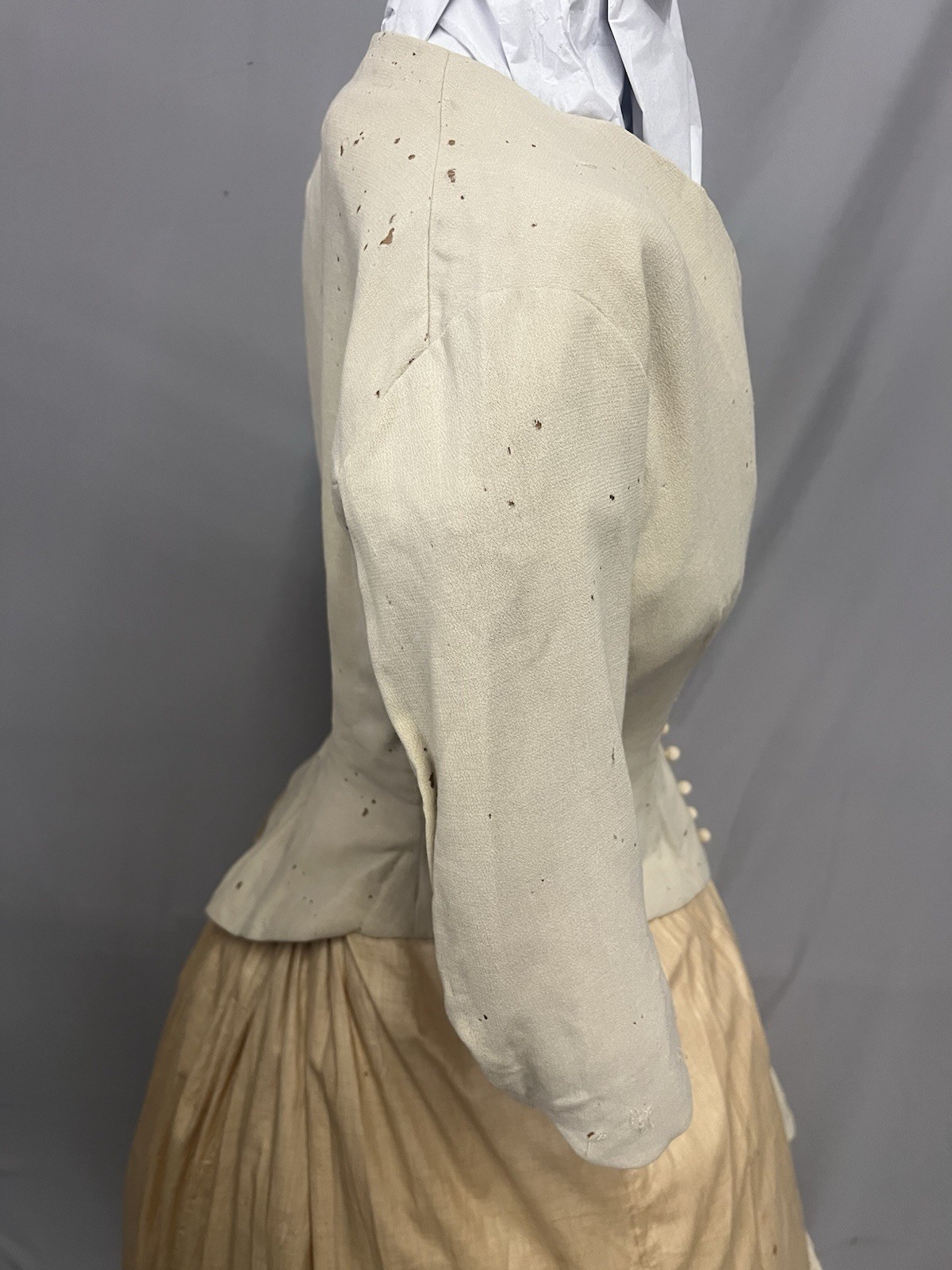 1870’s Two Pc Ivory Wool Bustle Gown