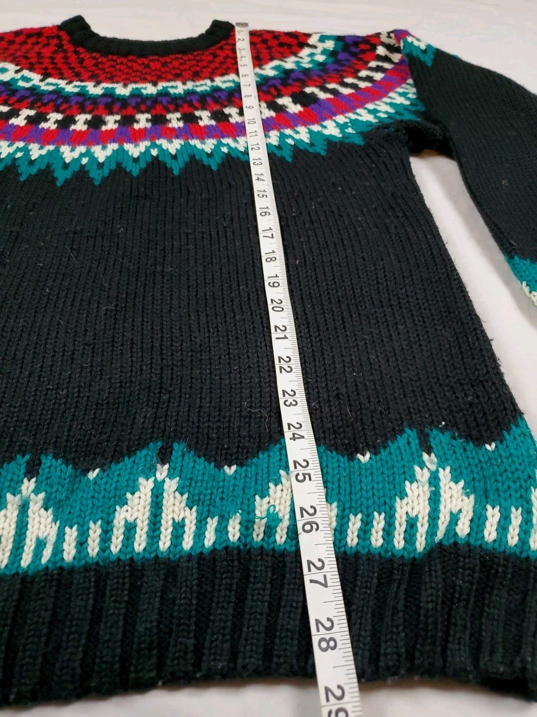 Giorgio Sant Angelo Black Christmas Sweater Grandma Adult M Acrylic Wool 1980s