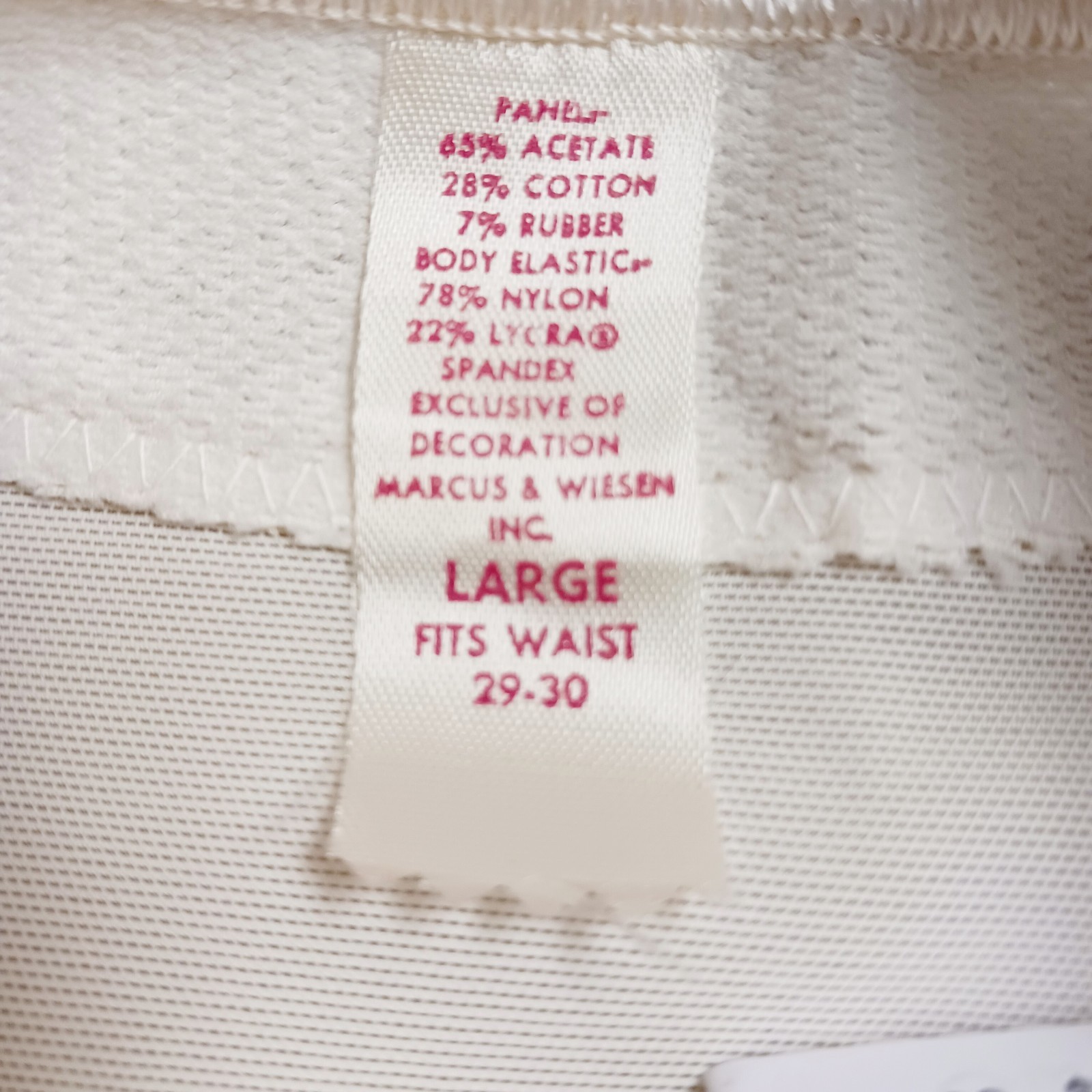 Marcus & Wiesen Primstyle Vintage White Panty Girdle Size L Waist 29-30