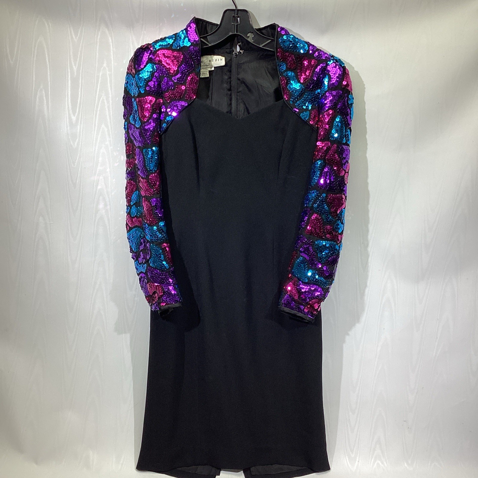 VTG Lillie Rubin Sequin Cocktail Dress 80s Glam Size 4 Dynasty Style