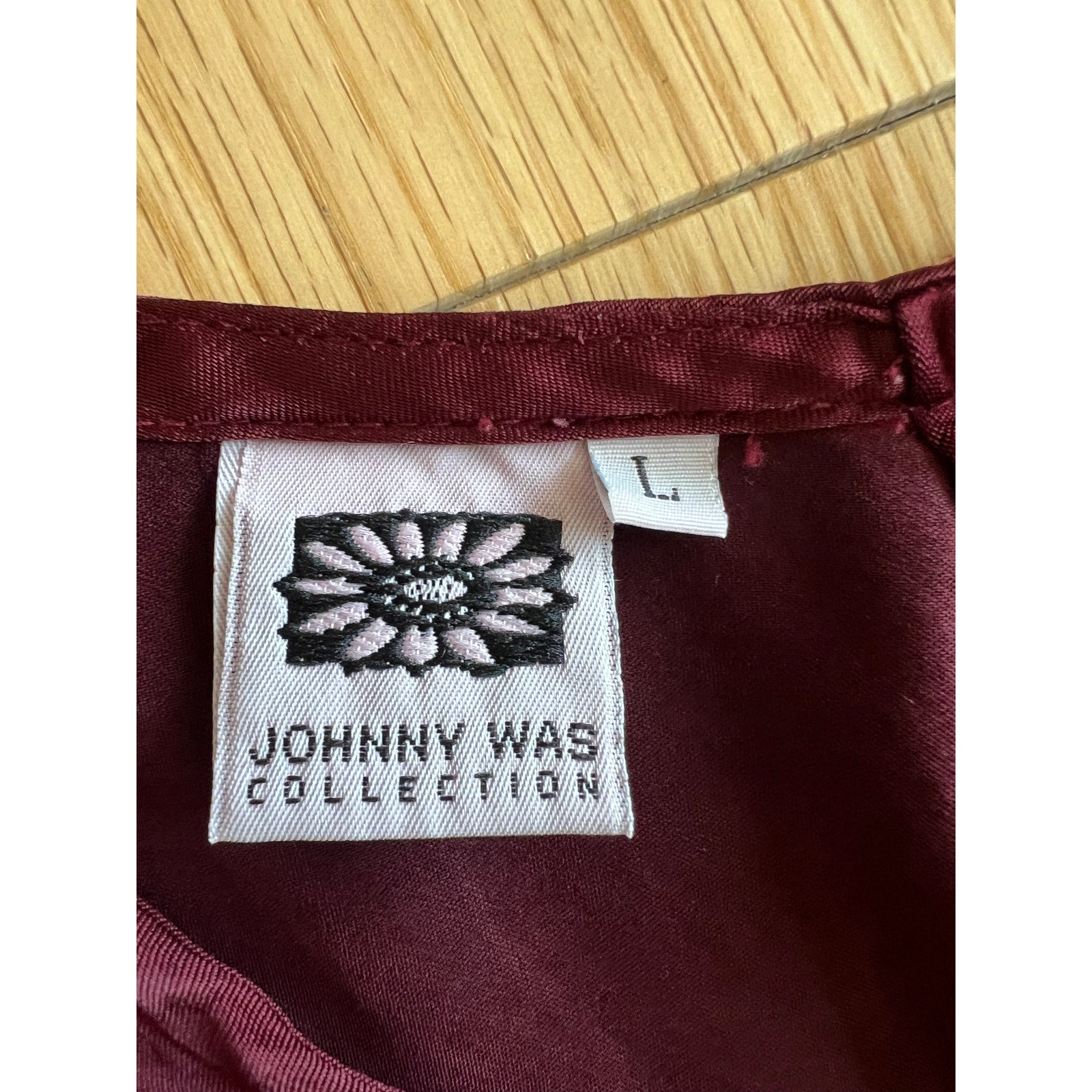 Vintage Johnny Was Collection Long Sleeve Embroidered Maroon Maxi Dress Womens L