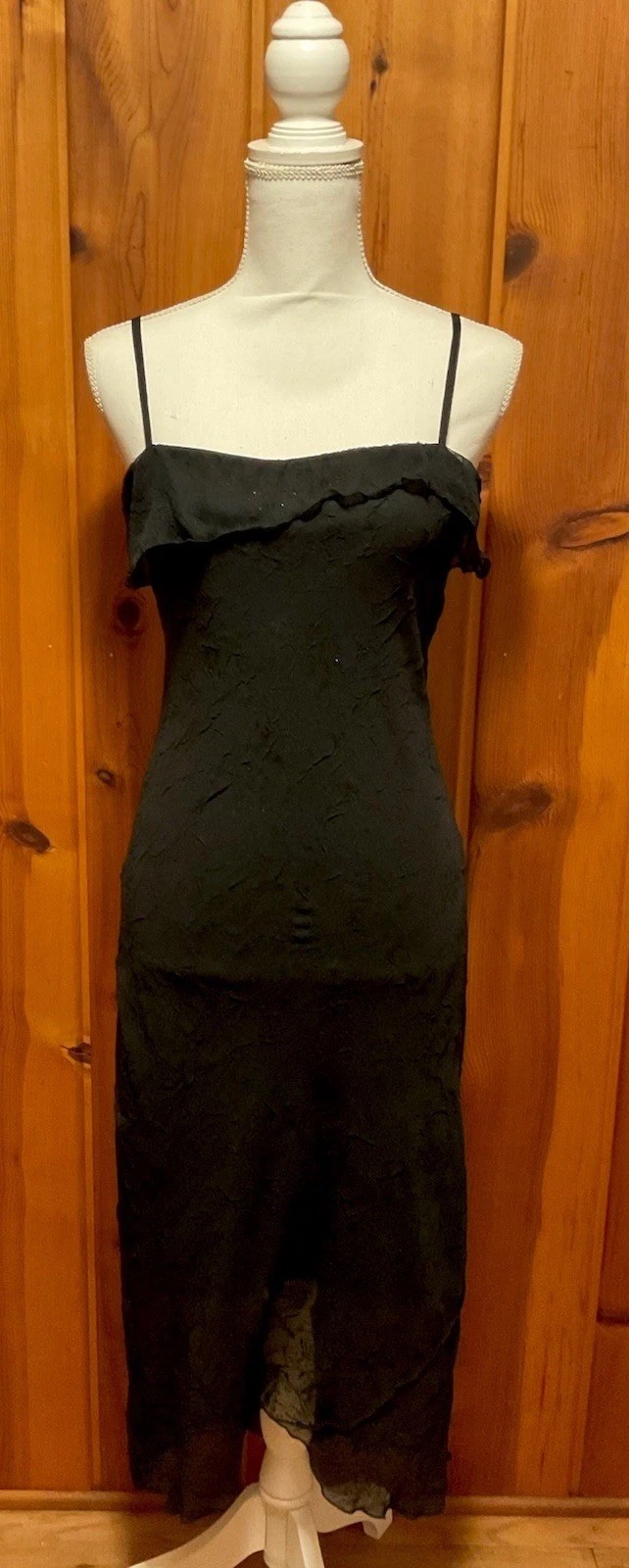 VTG 90s Byer Too! Lined Black Floral High-low Dress Made In USA S