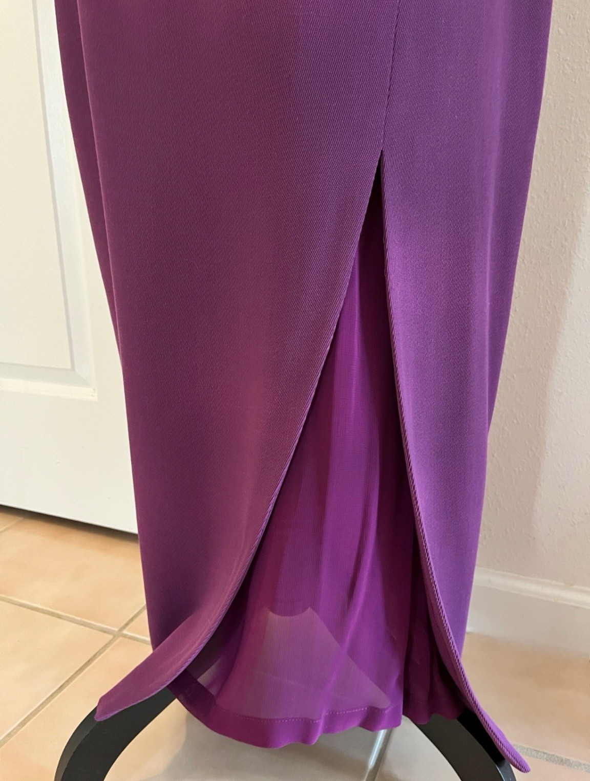 Vintage GIANNI VERSACE VERSUS Purple Long Wool Skirt with Front Slit