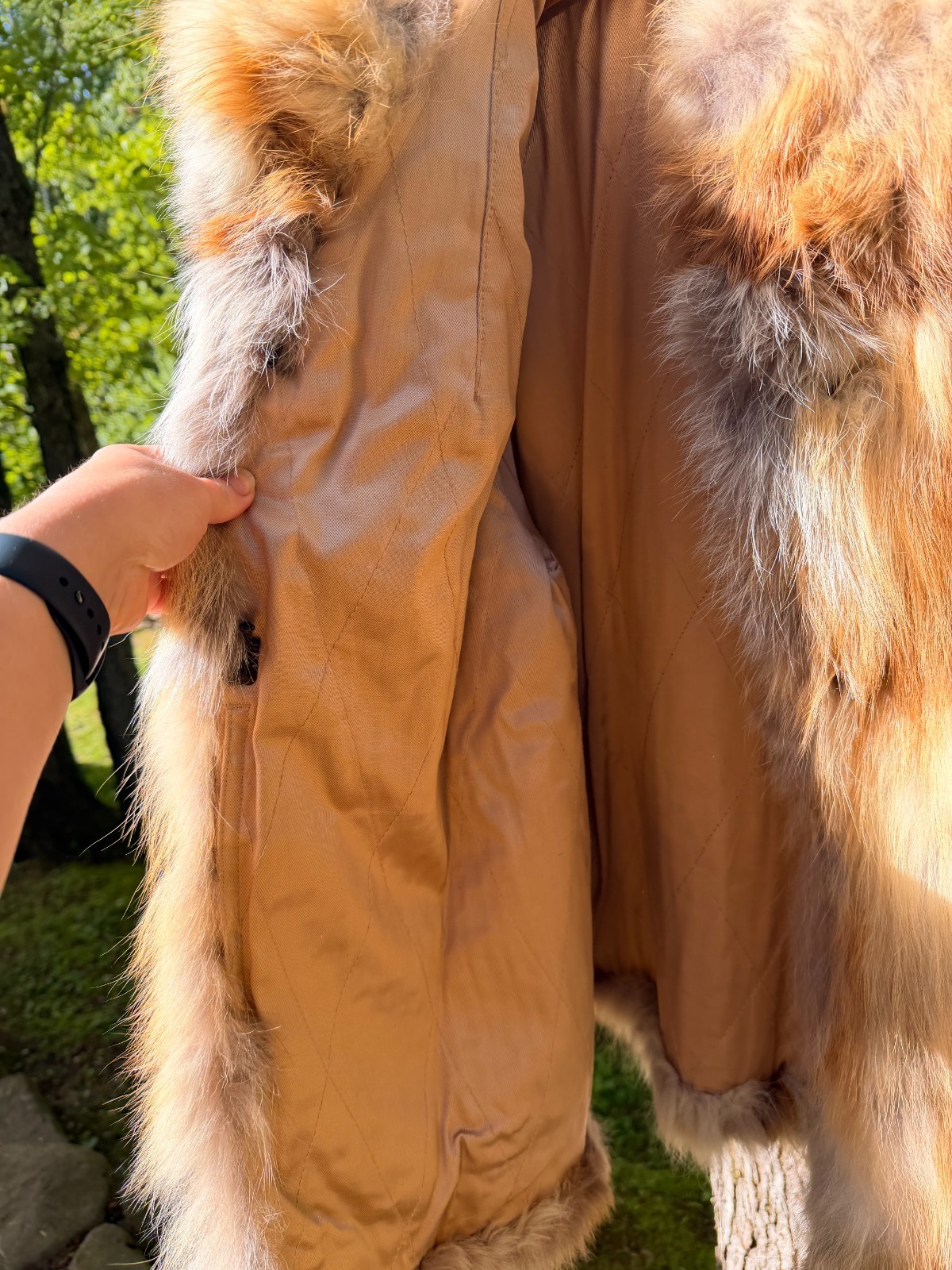 Vintage Red Fox Fur Jacket 70s Boho Festival Coat Multi Tone Long Hair S/M 29”